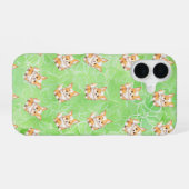 Corgi Puppy with Green Leaves Pattern Phone Case iPhone 16 Hülle (Rückseite (Horizontal))