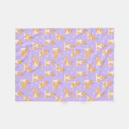 Corgi Pups Fleece Blanket (Vorderseite (Horizontal))