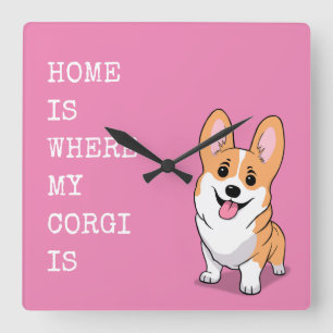 Corgi Quadratische Wanduhr