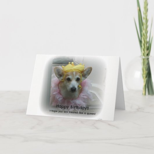 Corgi Queen Geburtstagkarte Karte (Vorderseite)