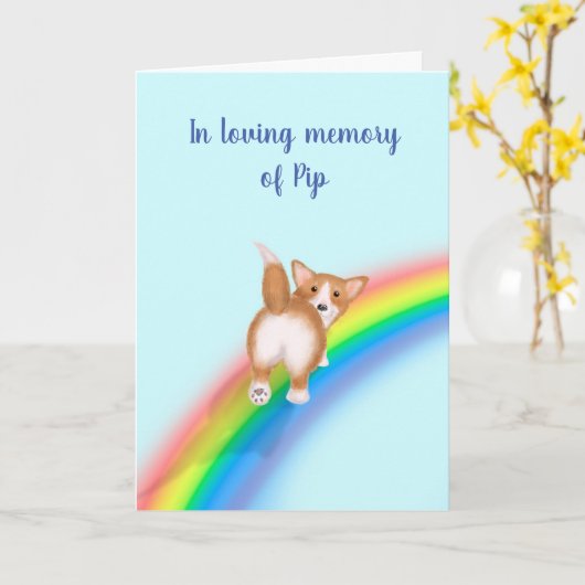 Corgi Rainbow Bridge Beileid-Karte Karte (Gelbe Blume)