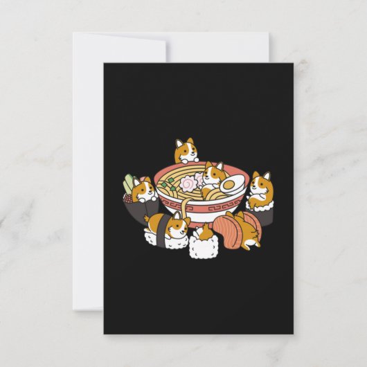 Corgi Ramen Sushi Dankeskarte (Vorderseite)