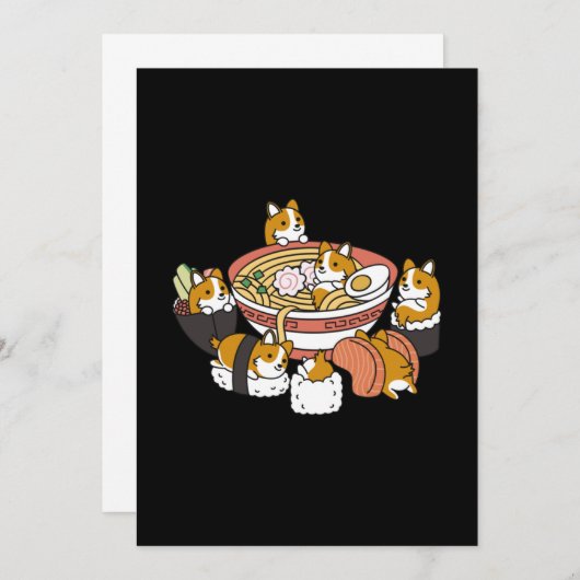 Corgi Ramen Sushi Dankeskarte (Vorne/Hinten)
