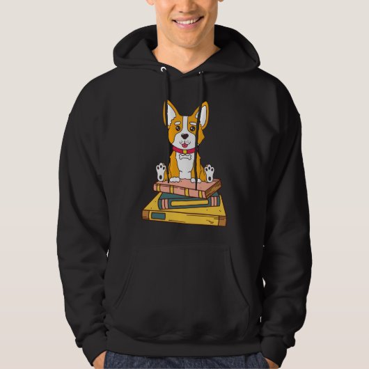 Corgi Reading Hoodie (Vorderseite)
