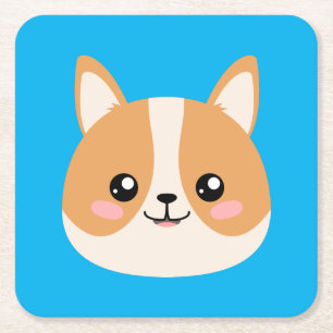 Corgi Rechteckiger Pappuntersetzer