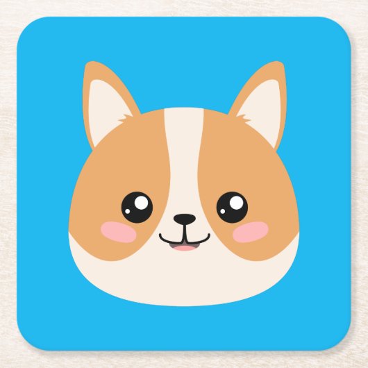 Corgi Rechteckiger Pappuntersetzer (Vorderseite)