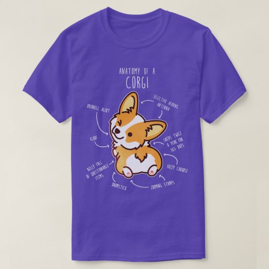 Corgi Red Dog Anatomie T-Shirt (Design vorne)