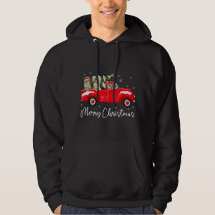Corgi Red Truck Weihnachtsfeier Weihnachtsmannmütz Hoodie