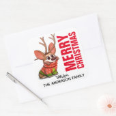 Corgi Reindeer Weihnachtslabel Quadratischer Aufkleber (Umschlag)