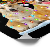 Corgi Reindeer Weihnachtsmannmütze Xmas Lights Wei Poster (Ecke)