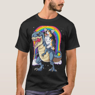 Corgi Reitet Dinosaurier T Rex Jungen Mädchen Rege T-Shirt