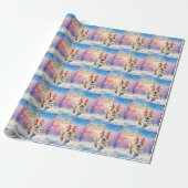 Corgi Rentier-Geweihe springen im Schnee Geschenkpapier (Ungerollt)