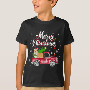 Corgi Retriever Rides Red Truck Weihnachten Pajama T-Shirt