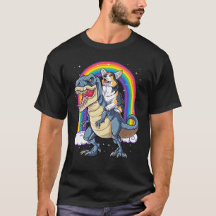 Corgi Riding Dinosaur T rex Boys Girls Rainbow Wel T-Shirt
