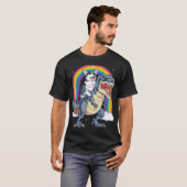 Corgi Riding Dinosaur T rex Shirt Funny Rainbow Do (Vorne ganz)