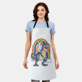 Corgi Riding Dinosaur T rex Shirt Funny Rainbow Do Schürze (Getragen)
