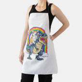 Corgi Riding Dinosaur T rex Shirt Funny Rainbow Do Schürze (InSitu)