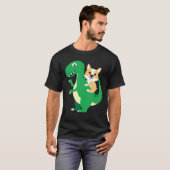 Corgi Riding Rex Cool Dinosaur Dino Dog Halloween T-Shirt (Vorne ganz)