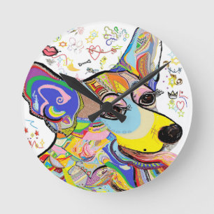 Corgi Runde Wanduhr