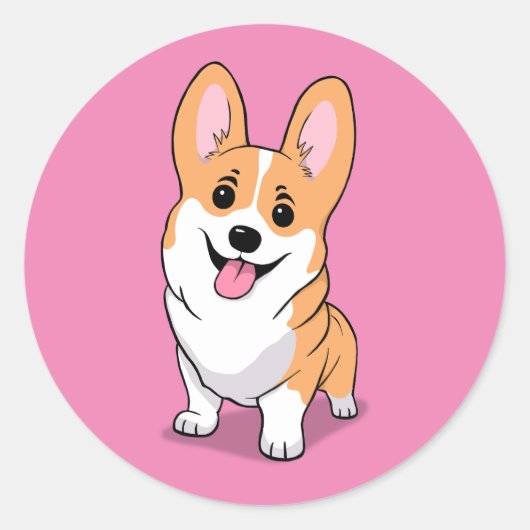 Corgi Runder Aufkleber (Vorderseite)