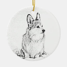 Corgi-Rundschmuck Keramik Ornament