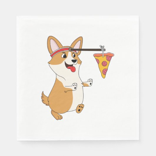 Corgi Running Pizza Serviette (Vorderseite)