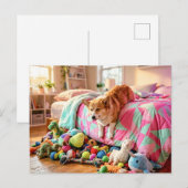Corgi rutscht schlafend vom Bett herunter Postkarte (Vorne/Hinten)