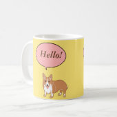 Corgi sagt hallo gelbe Tasse (Vorderseite Links)