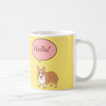 Corgi sagt hallo gelbe Tasse