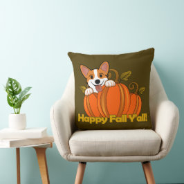 Corgi sagt Happy Fall Y'all! Kissen