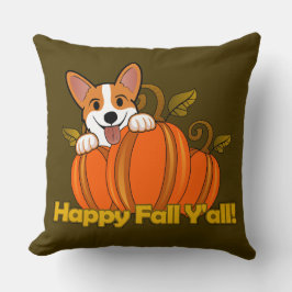 Corgi sagt Happy Fall Y'all! Kissen