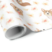 Corgi Sakura Cherry Blossom Muster Geschenkpapier (Rolleneckpunkt)