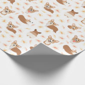 Corgi Sakura Cherry Blossom Muster Geschenkpapier (Ecke)