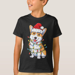 Corgi Santa Christmas Tree Lights Xmas Boys Men Co T-Shirt