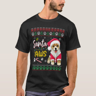Corgi Santa Hund Pfoten Weihnachten Hund Familie W T-Shirt