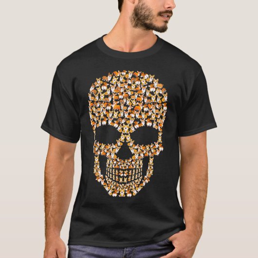 Corgi-Schädel Halloween T-Shirt (Vorderseite)