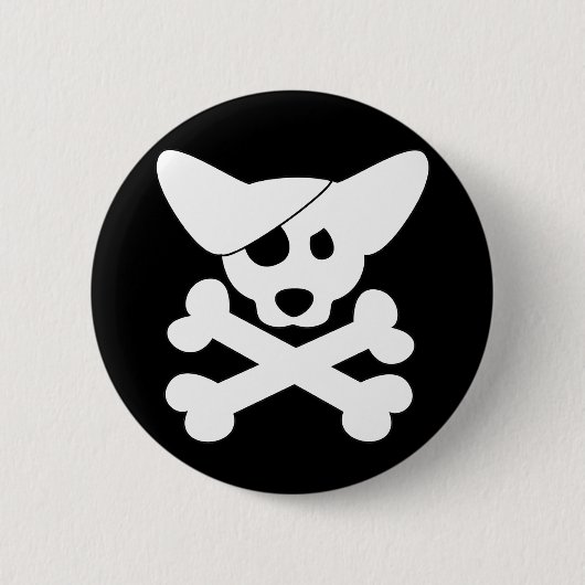 Corgi-Schädel u. Knochen-Knopf Button (Vorderseite)