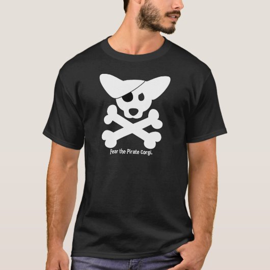 Corgi-Schädel u. Knochen-T - Shirt (Vorderseite)