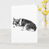 Corgi Schatten, warme Wünsche Karte (Gelbe Blume)
