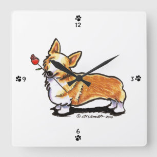 Corgi-Schatz Quadratische Wanduhr