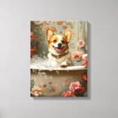 Corgi Schaumbad Freude Leinwanddruck (Vorderseite)