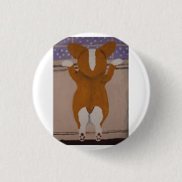 Corgi schaut aus dem Fenster Button