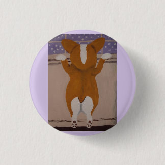 Corgi schaut aus dem Fenster Button