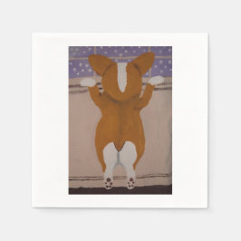 Corgi schaut aus dem Fenster Serviette