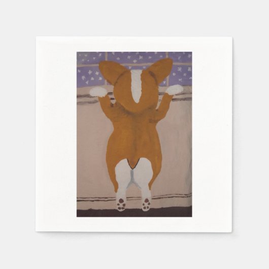 Corgi schaut aus dem Fenster Serviette (Vorderseite)