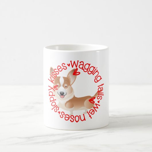 Corgi, schlampige Küsse Kaffeetasse (Mittel)