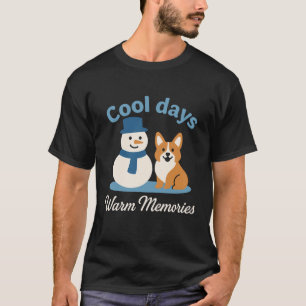 Corgi-Schneemann-Freunde Warmer Kaffee Süßer Winte T-Shirt