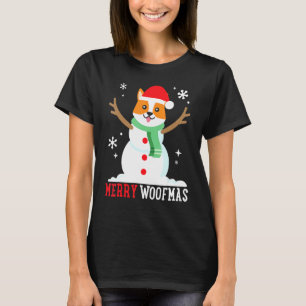 Corgi Schneemann Lustiger Süßer Hund Mama Papa Wei T-Shirt