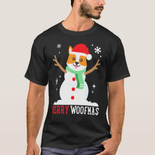 Corgi Schneemann Süßer Hund Mama Papa Weihnachten T-Shirt