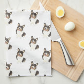 Corgi (Schwarze gekleidete Trikolore) Geschirrtuch (Viertel Falte)